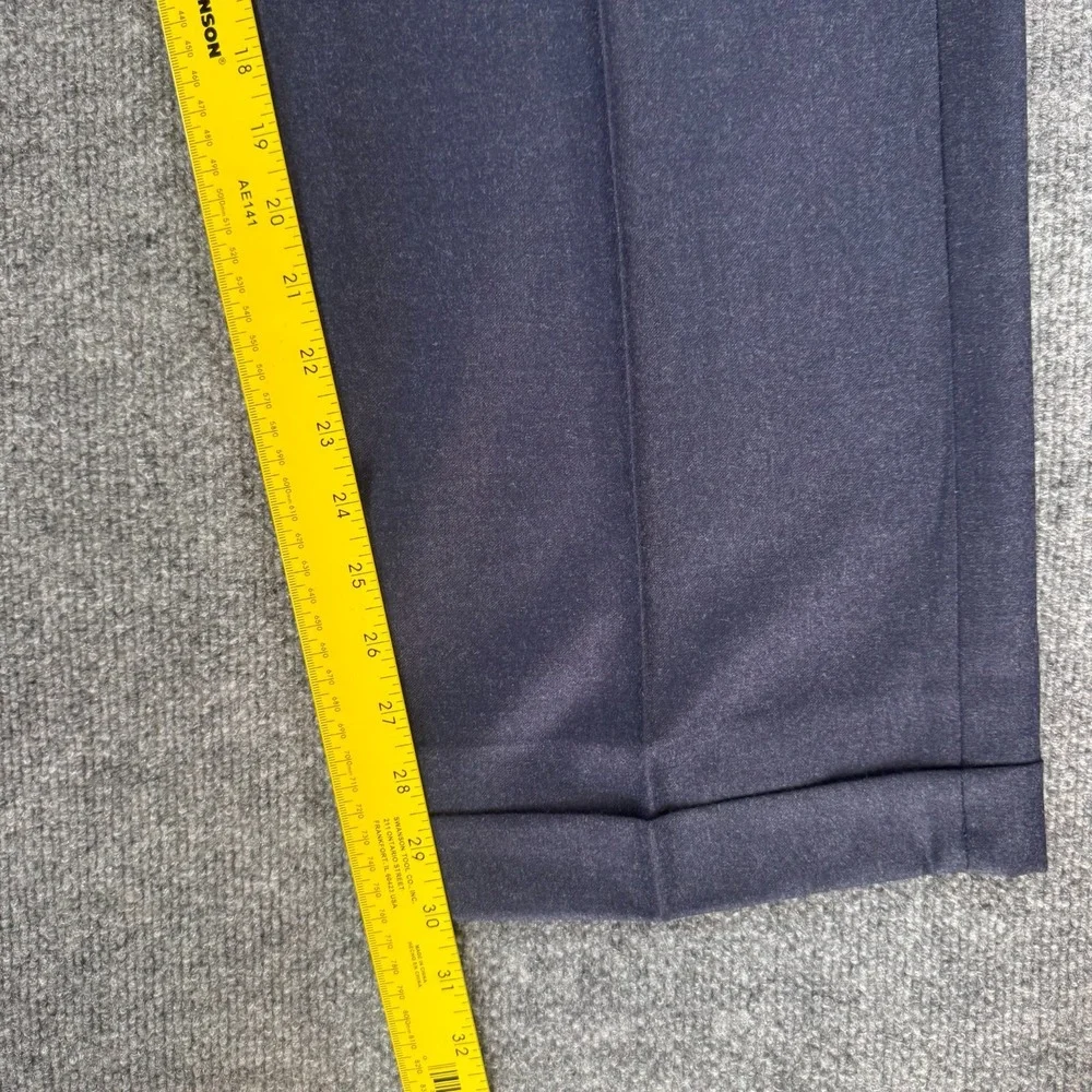 StudioSuits Men Double Breasted Suit Set Navy Blue Wool Pleated Pants 46R 41x29